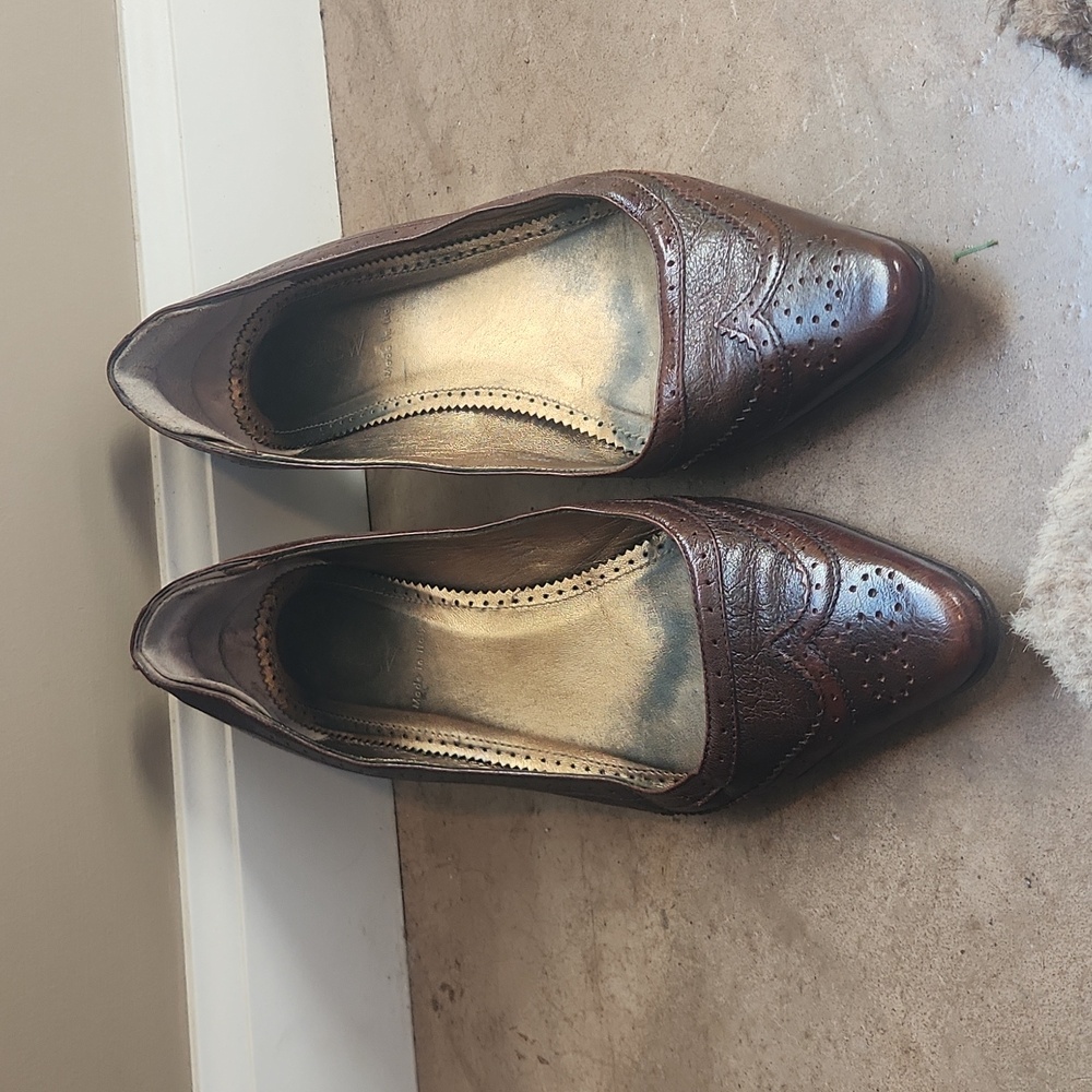 J Crew Brogue Brown Kitten Heels 10